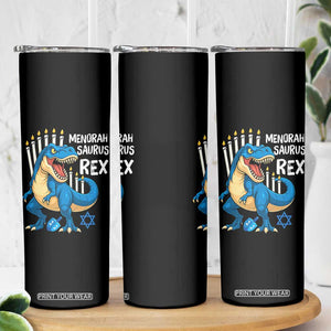Funny Hanukkah Dinosaur Skinny Tumbler Menorasaurus Rex Jewish Holiday Chanukkah TS11 Print Your Wear