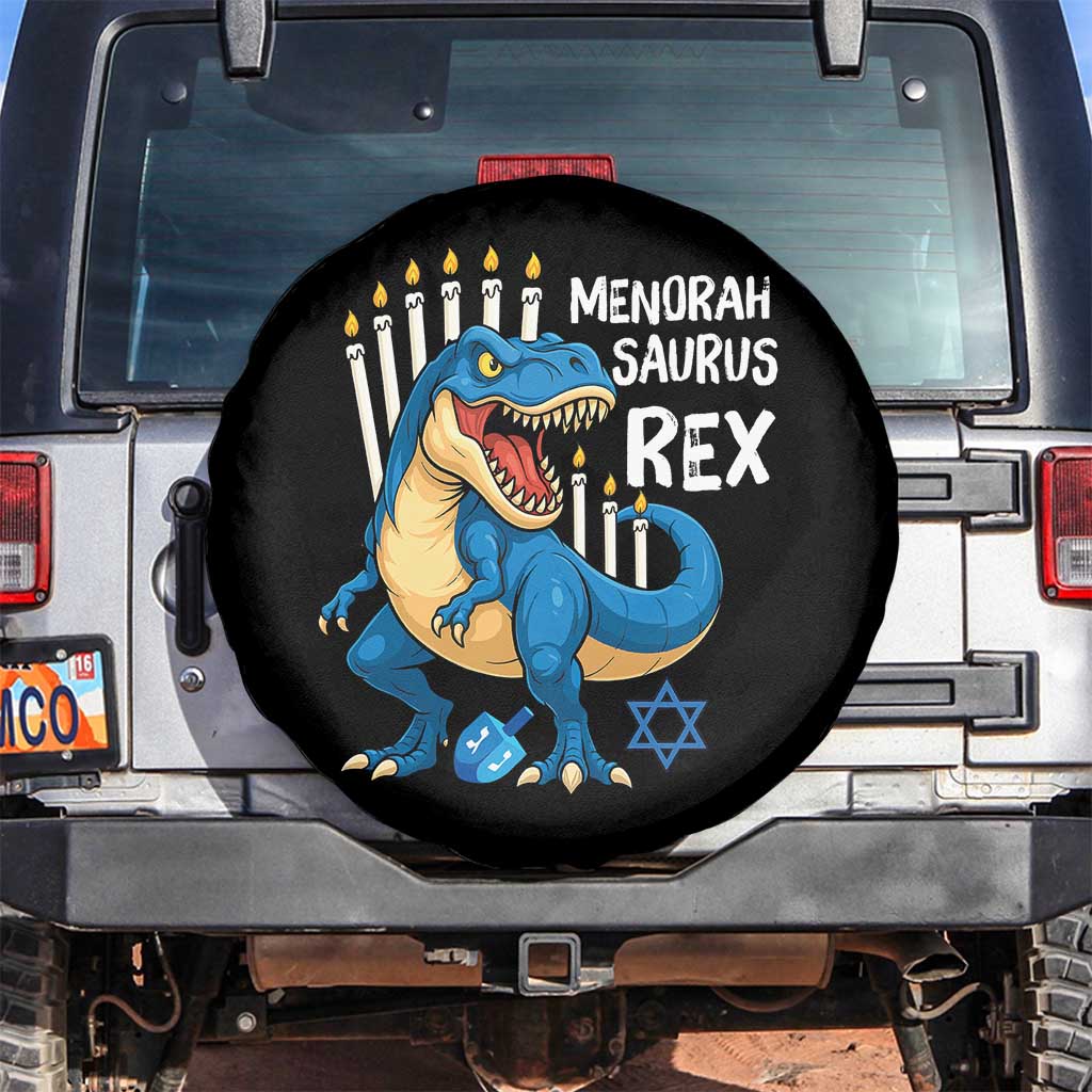 Funny Hanukkah Dinosaur Spare Tire Cover Menorasaurus Rex Jewish Holiday Chanukkah TS11 No hole Black Print Your Wear