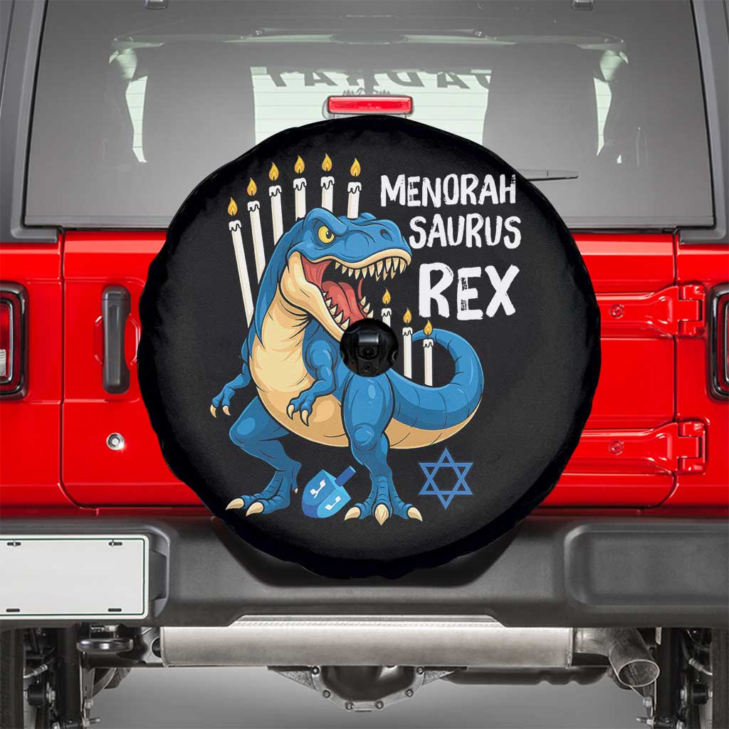 Funny Hanukkah Dinosaur Spare Tire Cover Menorasaurus Rex Jewish Holiday Chanukkah TS11 Black Print Your Wear