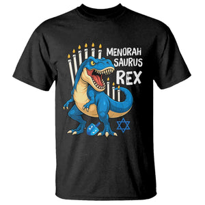 Funny Hanukkah Dinosaur T Shirt Menorasaurus Rex Jewish Holiday Chanukkah TS11 Black Print Your Wear