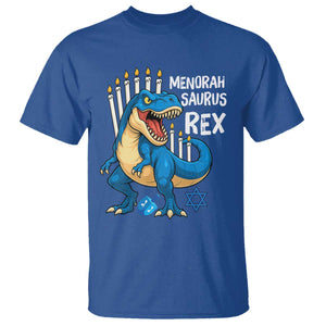 Funny Hanukkah Dinosaur T Shirt Menorasaurus Rex Jewish Holiday Chanukkah TS11 Royal Blue Print Your Wear