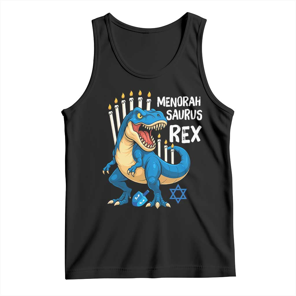 Funny Hanukkah Dinosaur Tank Top Menorasaurus Rex Jewish Holiday Chanukkah TS11 Black Print Your Wear