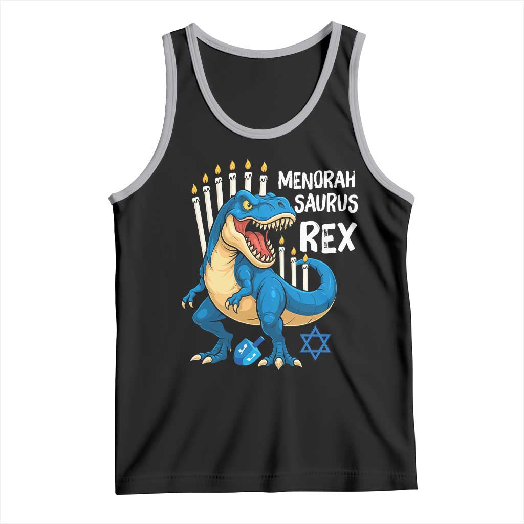 Funny Hanukkah Dinosaur Tank Top Menorasaurus Rex Jewish Holiday Chanukkah TS11 Black Athletic Heather Print Your Wear