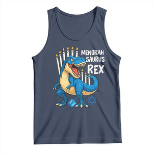 Funny Hanukkah Dinosaur Tank Top Menorasaurus Rex Jewish Holiday Chanukkah TS11 Navy Print Your Wear