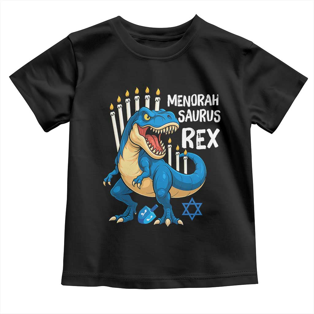 Funny Hanukkah Dinosaur Toddler T Shirt Menorasaurus Rex Jewish Holiday Chanukkah TS11 Black Print Your Wear