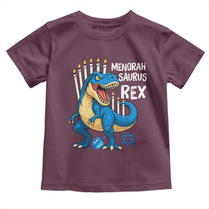 Funny Hanukkah Dinosaur Toddler T Shirt Menorasaurus Rex Jewish Holiday Chanukkah TS11 Maroon Print Your Wear