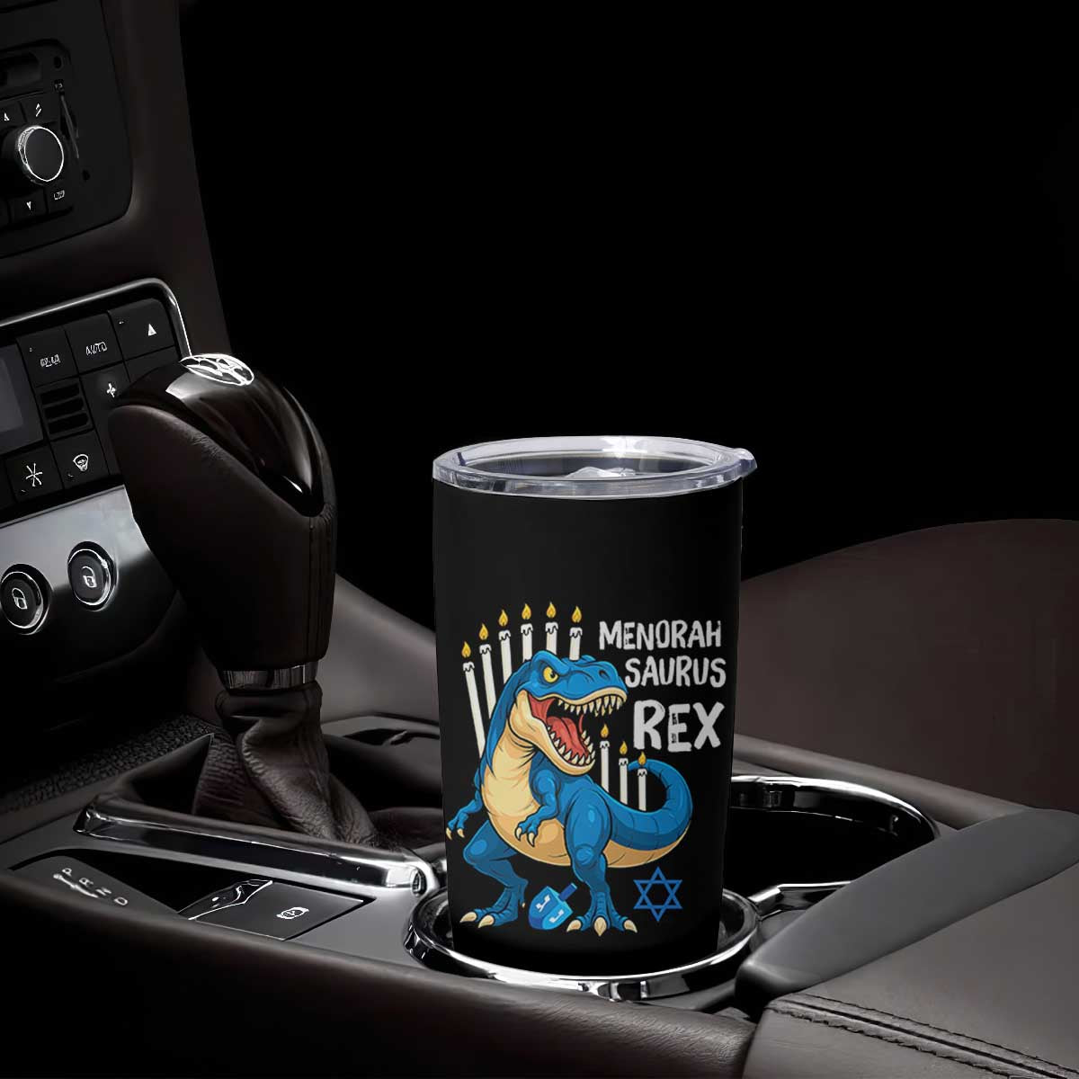 Funny Hanukkah Dinosaur Tumbler Cup Menorasaurus Rex Jewish Holiday Chanukkah TS11 Print Your Wear
