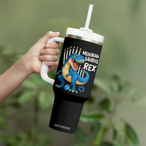 Funny Hanukkah Dinosaur Tumbler With Handle Menorasaurus Rex Jewish Holiday Chanukkah TS11 Print Your Wear