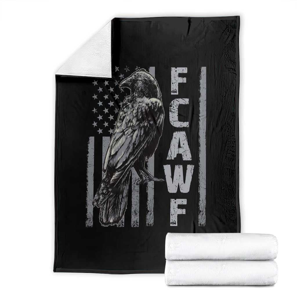 Funny F CAW F Crow Throw Blanket Vintage American Flag TS11 Black Print Your Wear