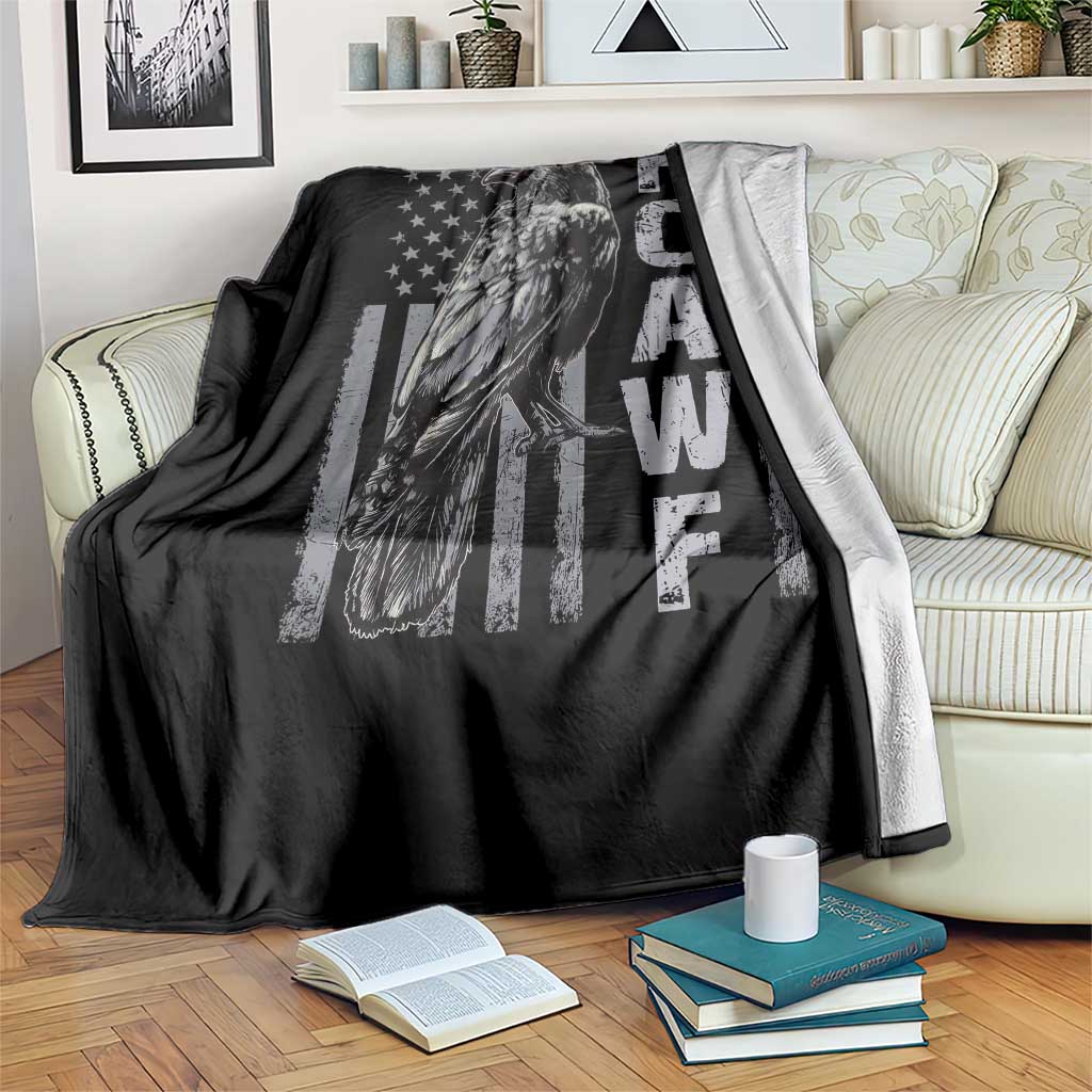Funny F CAW F Crow Throw Blanket Vintage American Flag TS11 Print Your Wear