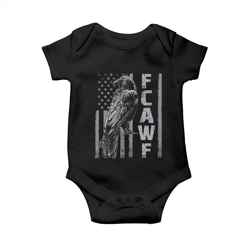 Funny F CAW F Crow Baby Onesie Vintage American Flag TS11 Black Print Your Wear