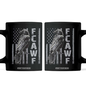Funny F CAW F Crow Coffee Mug Vintage American Flag TS11 Black Print Your Wear