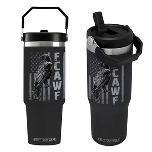 Funny F CAW F Crow Flip Straw Tumbler Vintage American Flag TS11 One Size: 30 oz Black Print Your Wear