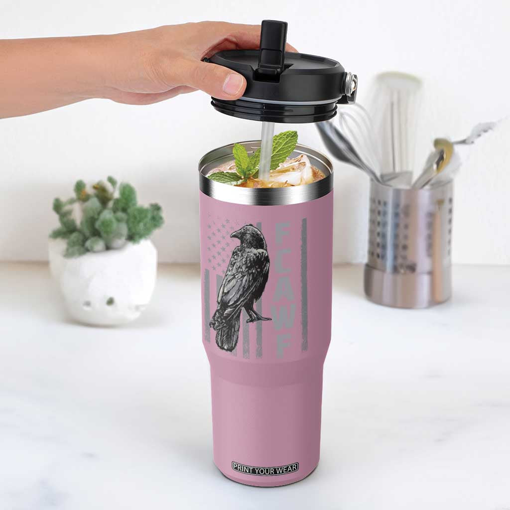 Funny F CAW F Crow Flip Straw Tumbler Vintage American Flag TS11 One Size: 30 oz Light Pink Print Your Wear