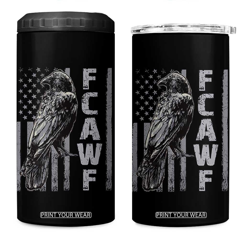 Funny F CAW F Crow 4 in 1 Can Cooler Tumbler Vintage American Flag TS11 One Size: 16 oz Black Print Your Wear