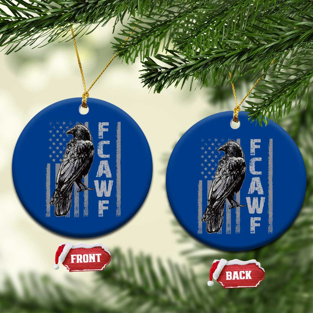 Funny F CAW F Crow Ceramic Ornament Vintage American Flag TS11 1pc Blue Print Your Wear