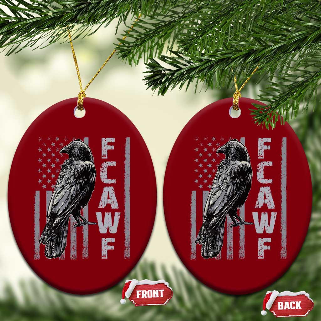 Funny F CAW F Crow Ceramic Ornament Vintage American Flag TS11 Print Your Wear