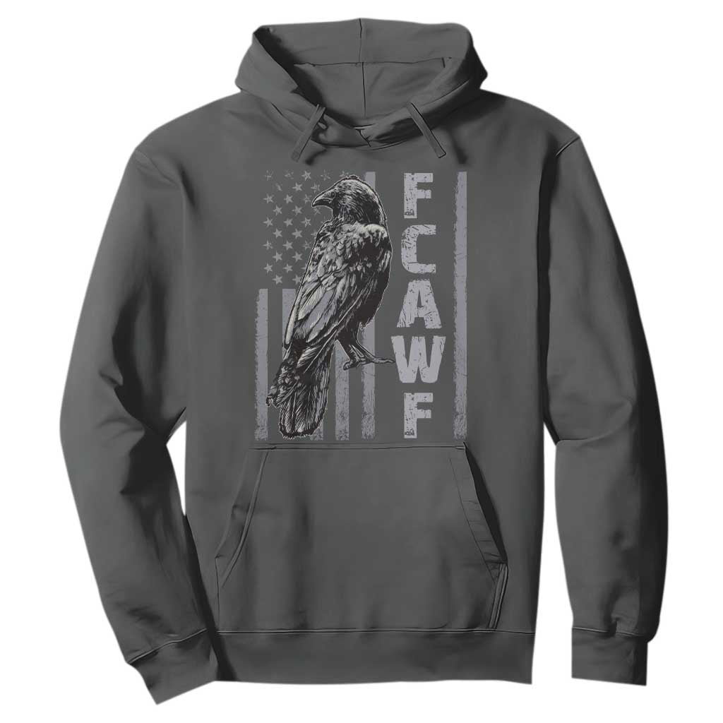 Funny F CAW F Crow Hoodie Vintage American Flag TS11 Dark Heather Print Your Wear