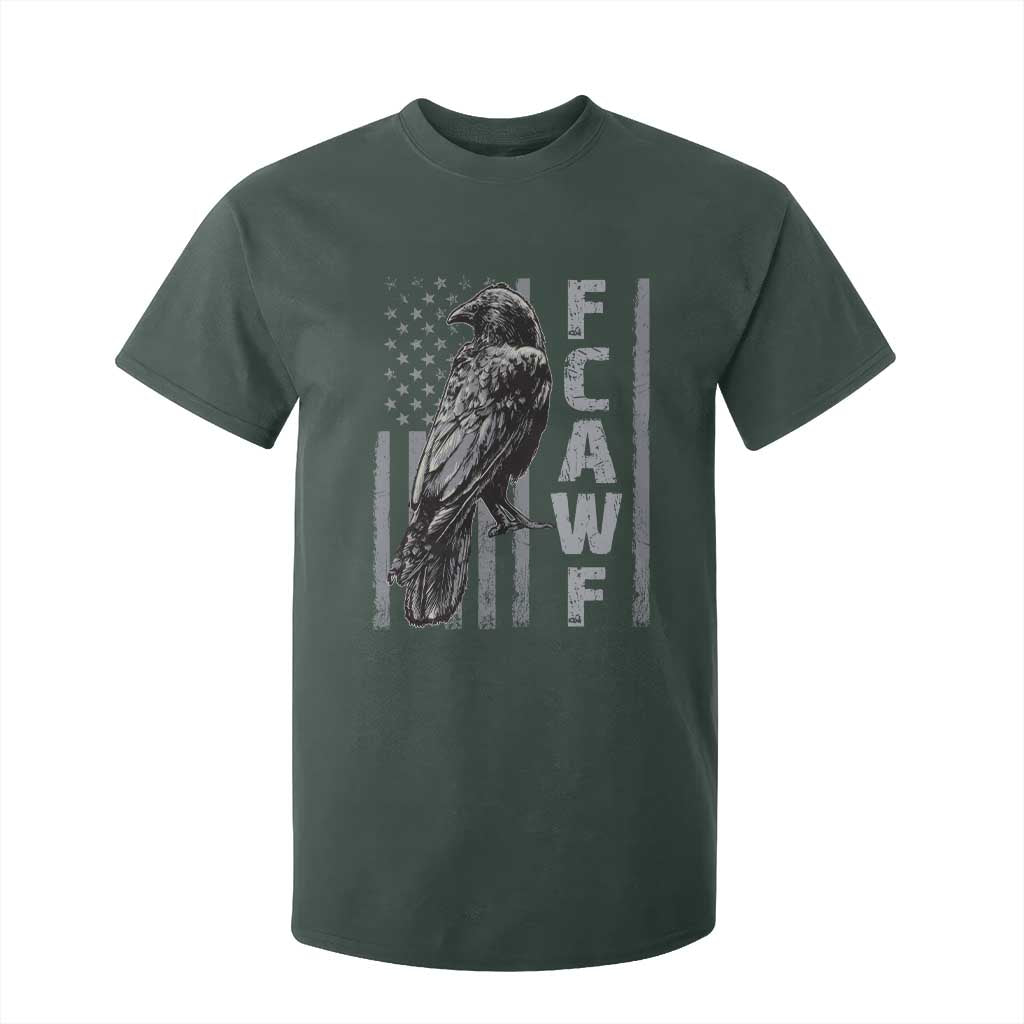Funny F CAW F Crow T Shirt For Kid Vintage American Flag TS11 Dark Forest Green Print Your Wear