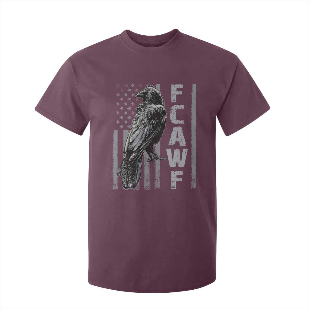 Funny F CAW F Crow T Shirt For Kid Vintage American Flag TS11 Maroon Print Your Wear
