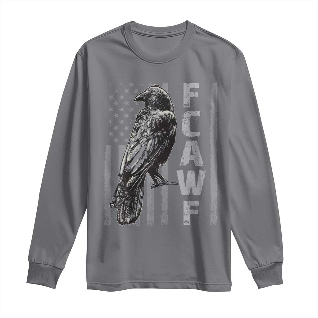 Funny F CAW F Crow Long Sleeve Shirt Vintage American Flag TS11 Charcoal Print Your Wear