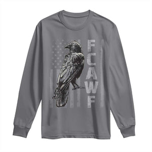 Funny F CAW F Crow Long Sleeve Shirt Vintage American Flag TS11 Charcoal Print Your Wear
