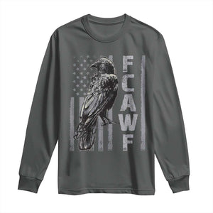 Funny F CAW F Crow Long Sleeve Shirt Vintage American Flag TS11 Dark Heather Print Your Wear