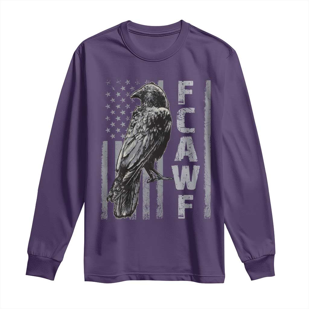 Funny F CAW F Crow Long Sleeve Shirt Vintage American Flag TS11 Purple Print Your Wear