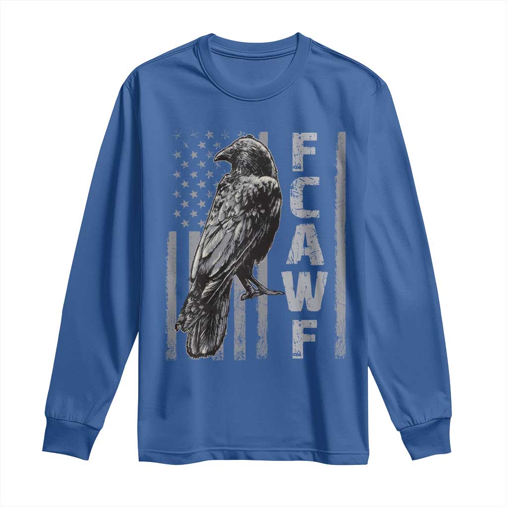 Funny F CAW F Crow Long Sleeve Shirt Vintage American Flag TS11 Royal Blue Print Your Wear
