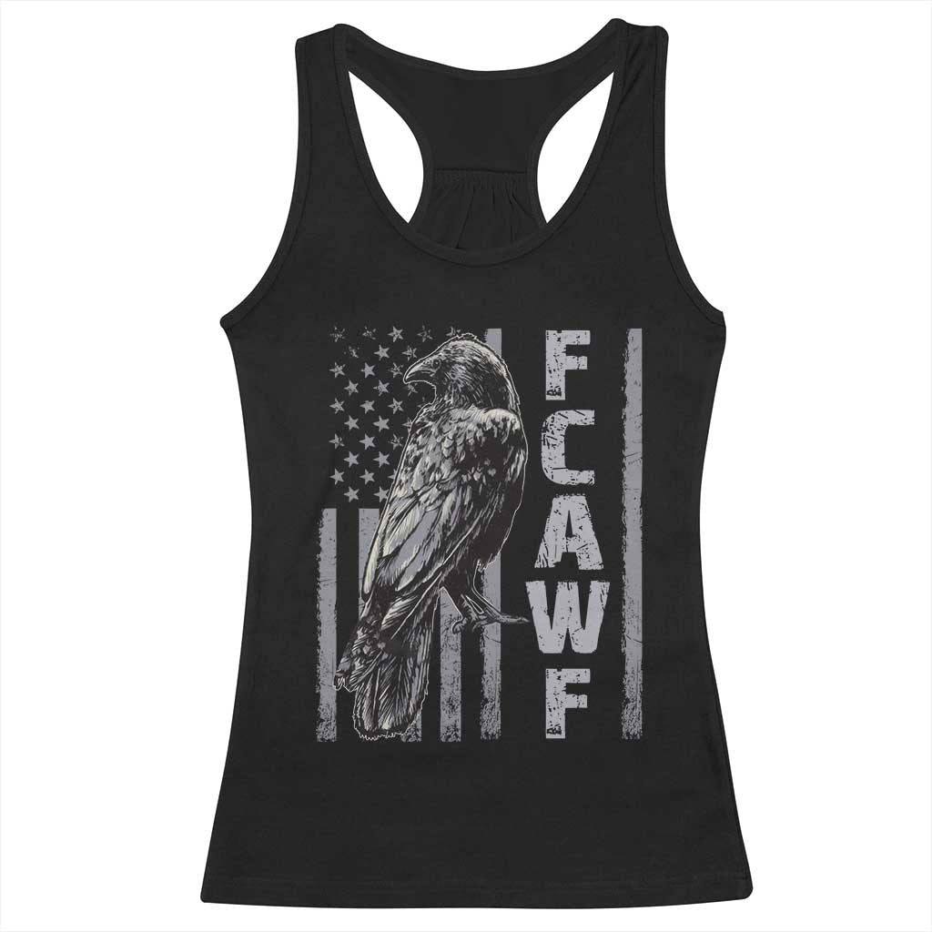 Funny F CAW F Crow Racerback Tank Top Vintage American Flag TS11 Black Print Your Wear