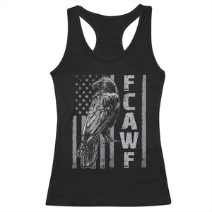 Funny F CAW F Crow Racerback Tank Top Vintage American Flag TS11 Black Print Your Wear