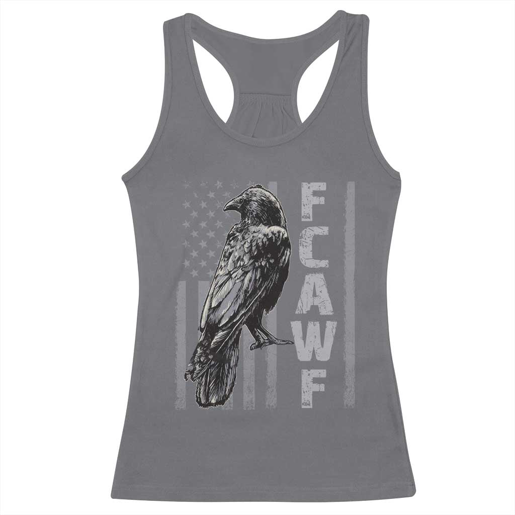Funny F CAW F Crow Racerback Tank Top Vintage American Flag TS11 Charcoal Print Your Wear