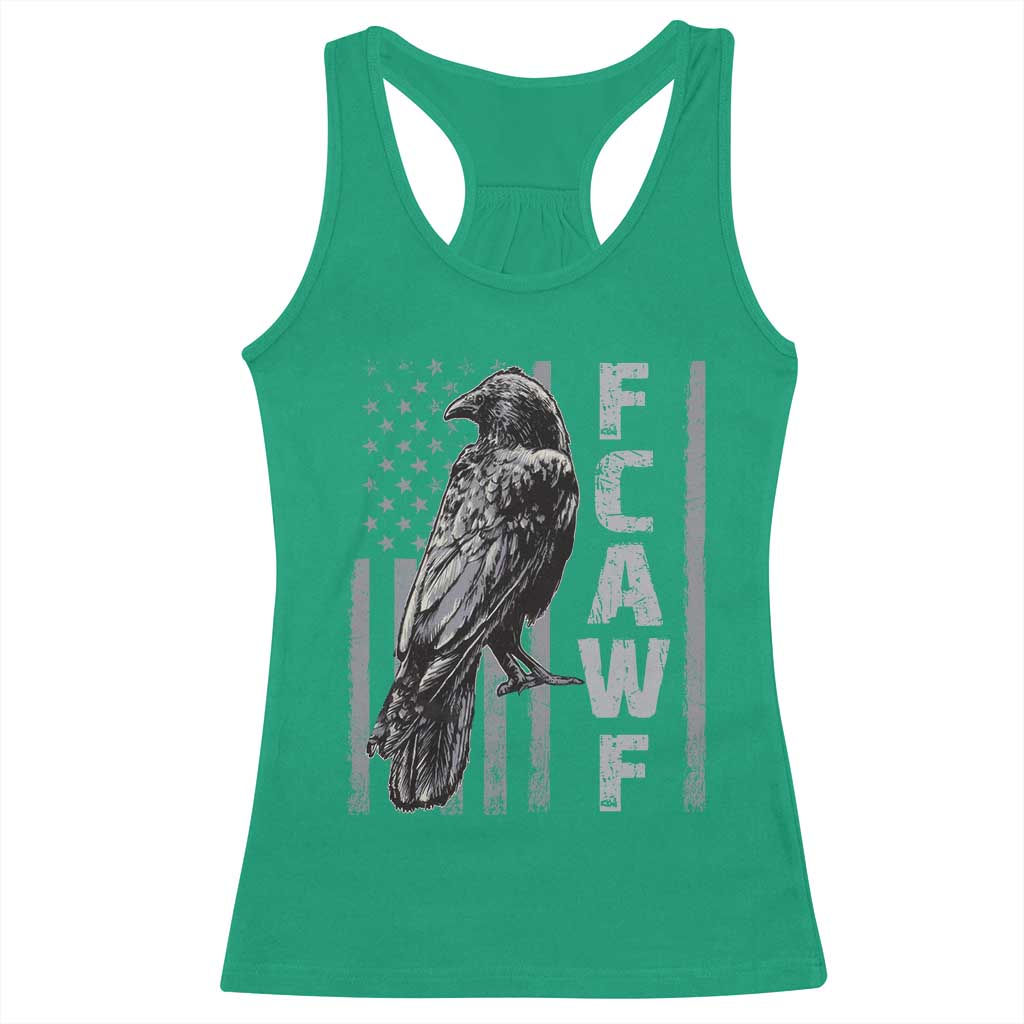 Funny F CAW F Crow Racerback Tank Top Vintage American Flag TS11 Irish Green Print Your Wear