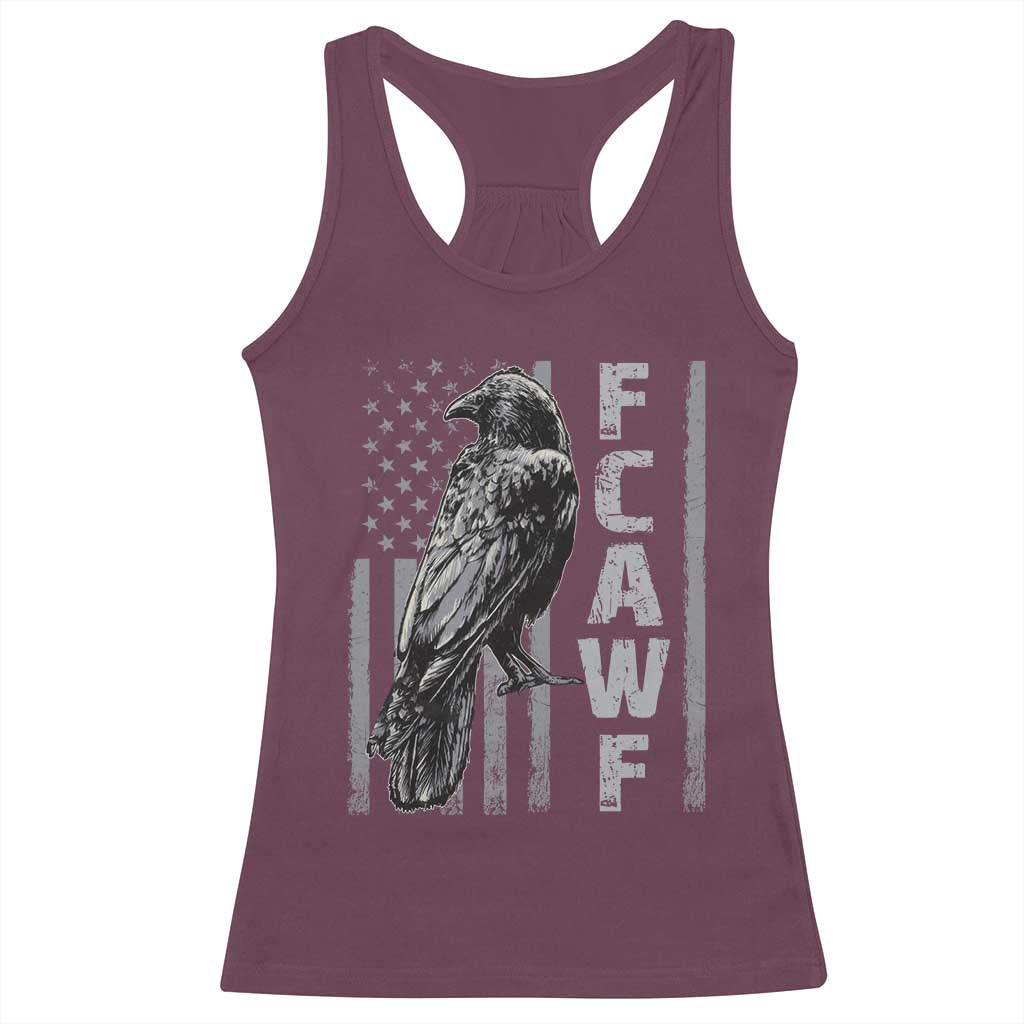 Funny F CAW F Crow Racerback Tank Top Vintage American Flag TS11 Maroon Print Your Wear