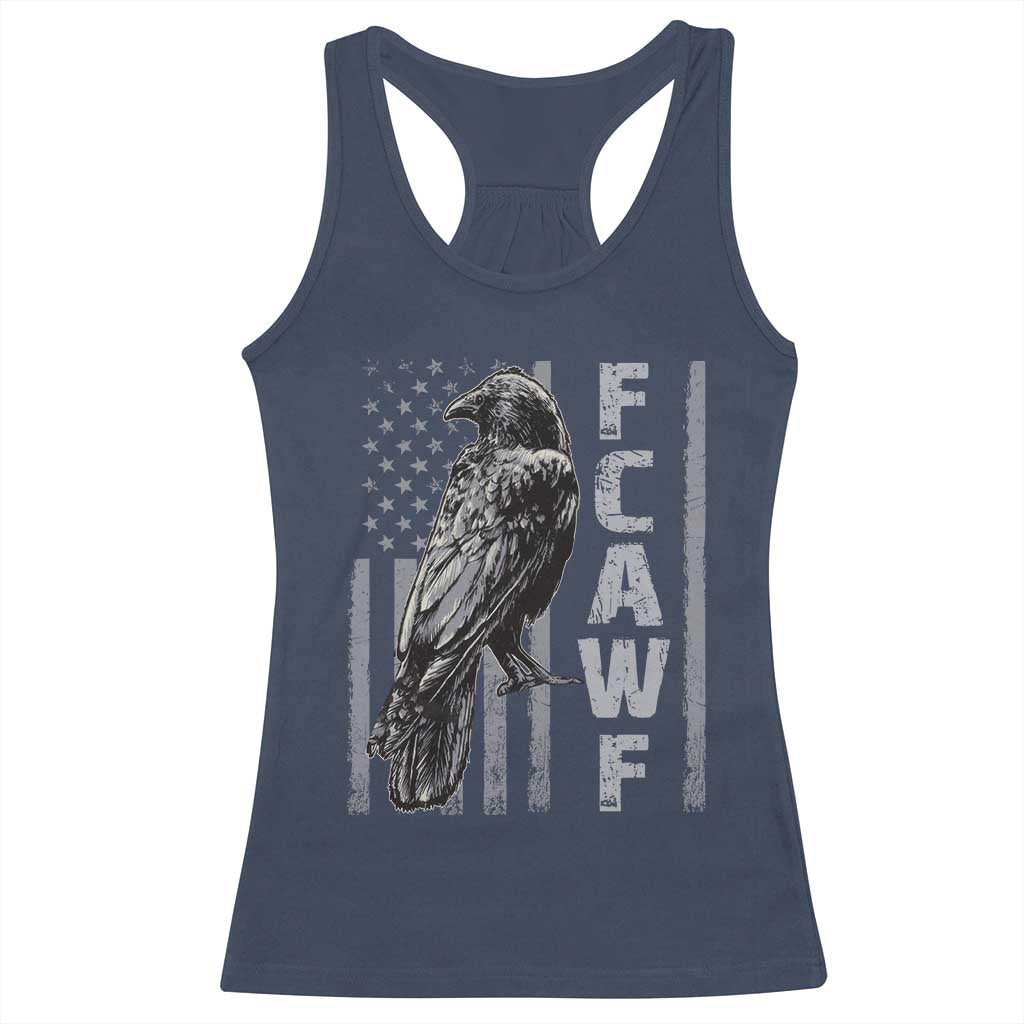 Funny F CAW F Crow Racerback Tank Top Vintage American Flag TS11 Navy Print Your Wear