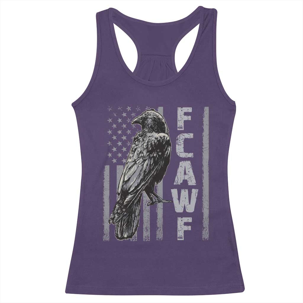 Funny F CAW F Crow Racerback Tank Top Vintage American Flag TS11 Purple Print Your Wear