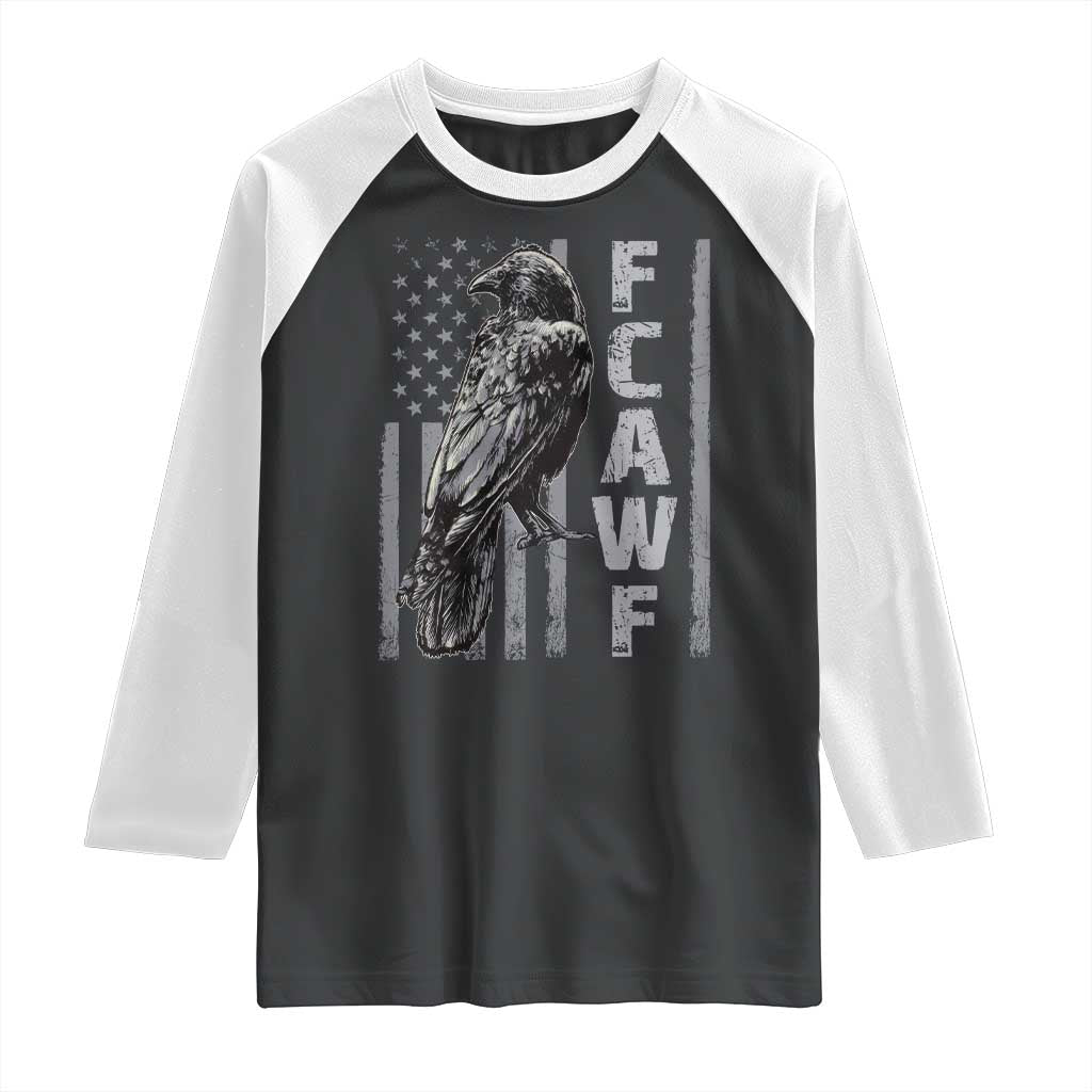 Funny F CAW F Crow Raglan Shirt Vintage American Flag TS11 Black White Print Your Wear
