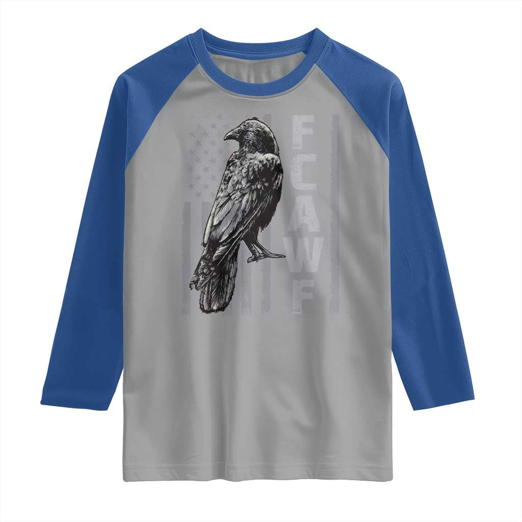 Funny F CAW F Crow Raglan Shirt Vintage American Flag TS11 Sport Gray Royal Print Your Wear