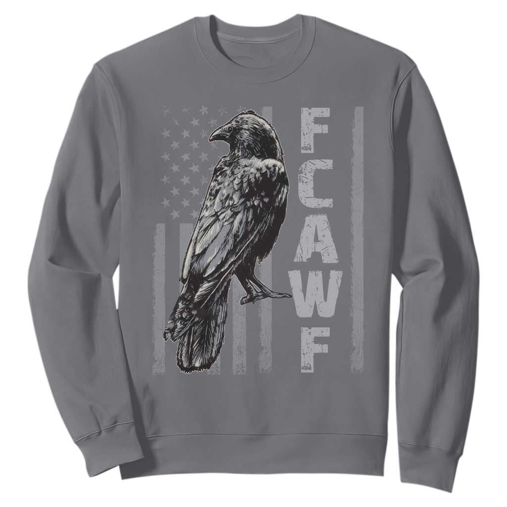 Funny F CAW F Crow Sweatshirt Vintage American Flag TS11 Charcoal Print Your Wear