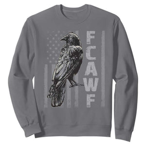 Funny F CAW F Crow Sweatshirt Vintage American Flag TS11 Charcoal Print Your Wear