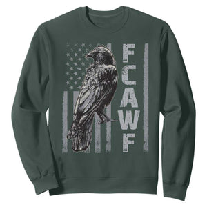 Funny F CAW F Crow Sweatshirt Vintage American Flag TS11 Dark Forest Green Print Your Wear