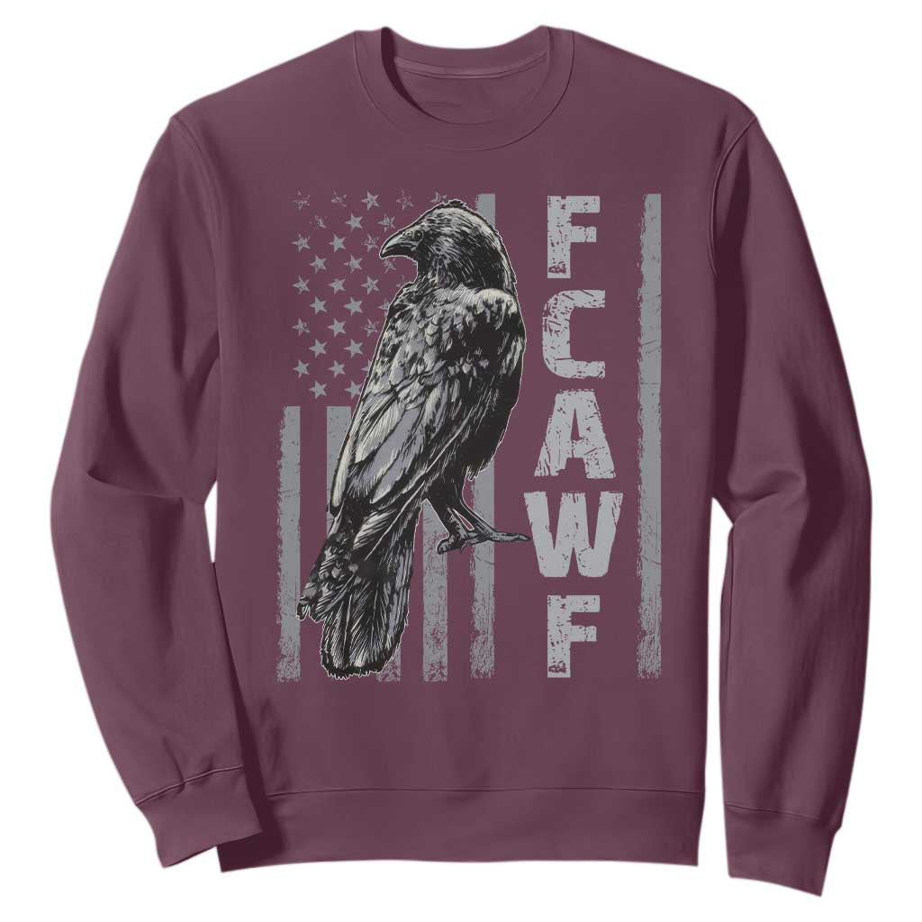 Funny F CAW F Crow Sweatshirt Vintage American Flag TS11 Maroon Print Your Wear