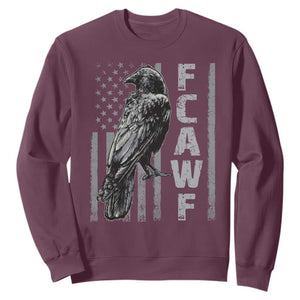 Funny F CAW F Crow Sweatshirt Vintage American Flag TS11 Maroon Print Your Wear