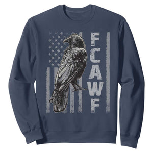 Funny F CAW F Crow Sweatshirt Vintage American Flag TS11 Navy Print Your Wear