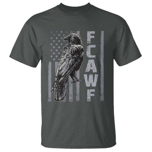 Funny F CAW F Crow T Shirt - Vintage American Flag Sarcastic Bird Humor Tee TS11 Dark Heather Print Your Wear