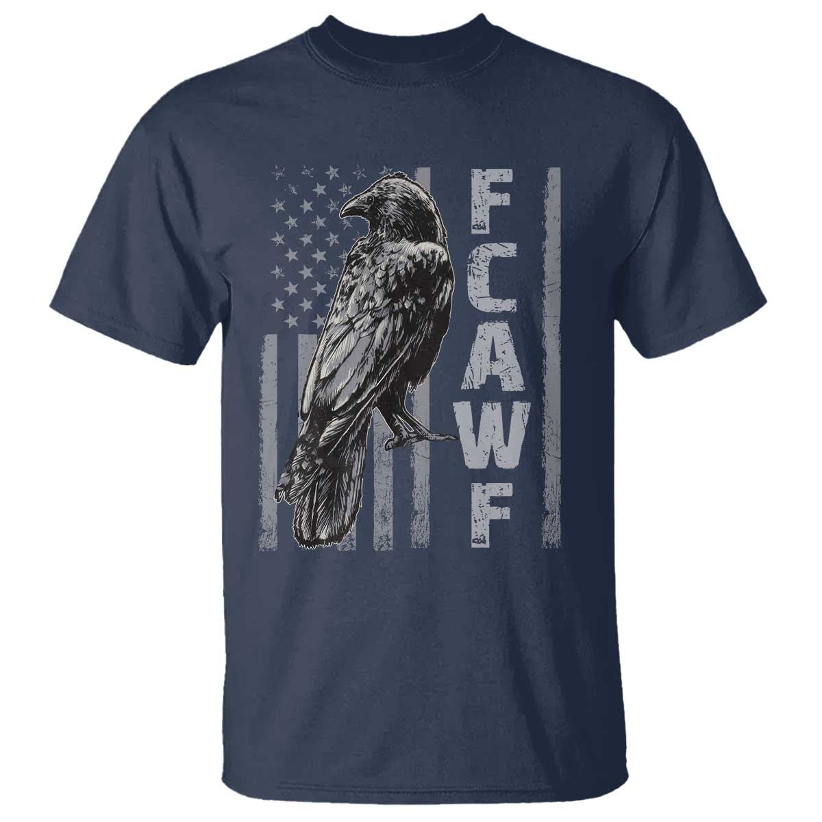 Funny F CAW F Crow T Shirt - Vintage American Flag Sarcastic Bird Humor Tee TS11 Navy Print Your Wear