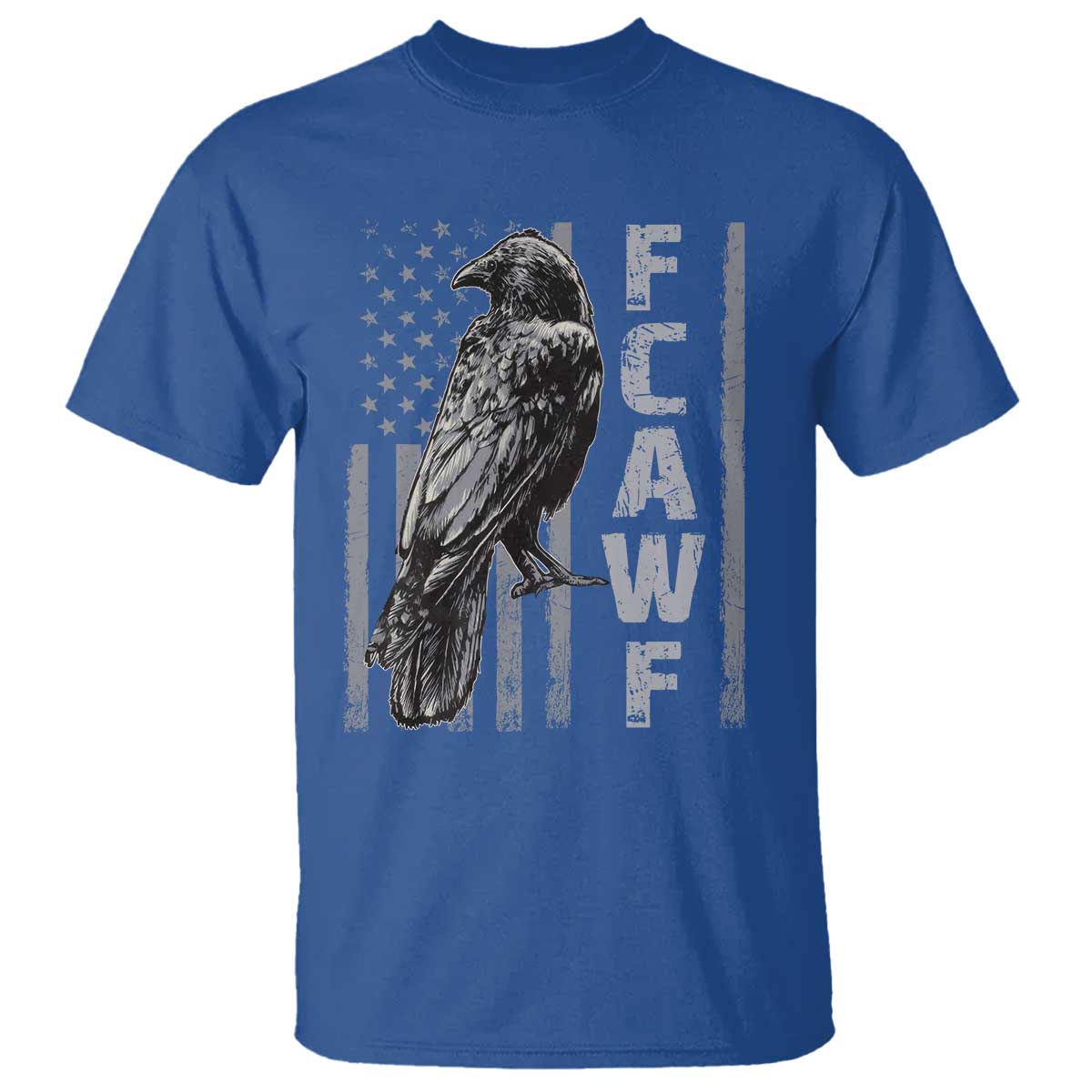 Funny F CAW F Crow T Shirt - Vintage American Flag Sarcastic Bird Humor Tee TS11 Royal Blue Print Your Wear