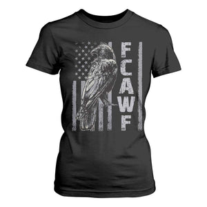 Funny F CAW F Crow T Shirt For Women Vintage American Flag TS11 Black Print Your Wear