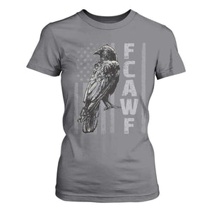 Funny F CAW F Crow T Shirt For Women Vintage American Flag TS11 Charcoal Print Your Wear