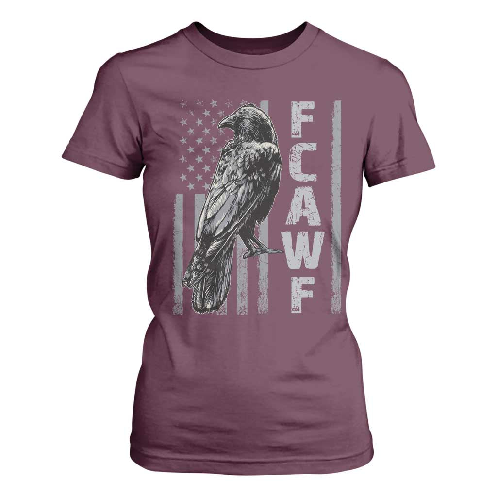 Funny F CAW F Crow T Shirt For Women Vintage American Flag TS11 Maroon Print Your Wear